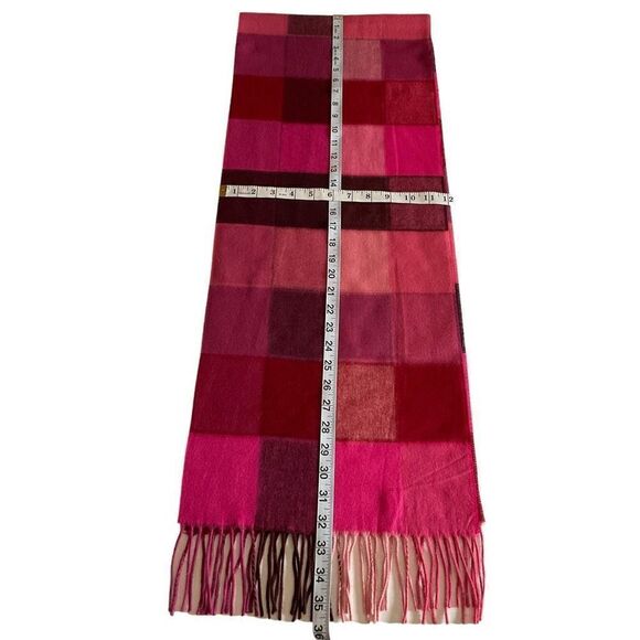 Cashmink Scarf Fringe Edge Acrylic Pink Purple Square Weave Width 12” Length 71” - Picture 3 of 8